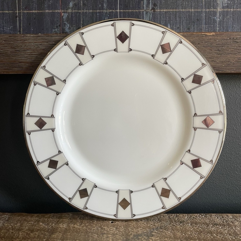Rare LENOX Prism Platinum Millennium 8-1/8" Salad Plate Geometric Diamond